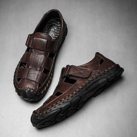 Herren Komfortable Leder-Sandalen mit atmungsaktivem Design und verstellbarem Riemensystem EB