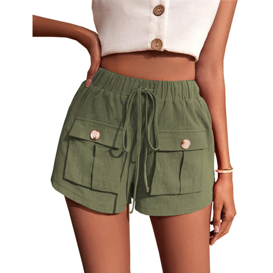 Damen lässige Shorts mit praktischen Taschen und komfortablem Kordelzug EB