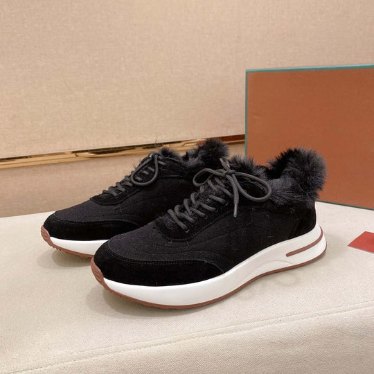 Damen Sportliche Sneakers mit luxuriösem Fellkragen EB