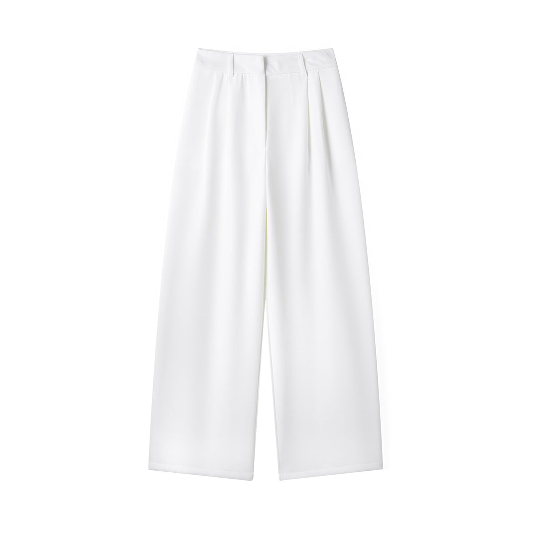Damen weit geschnittene High-Waist-Stoffhose EB