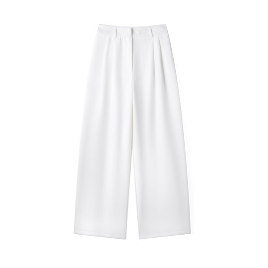Damen weit geschnittene High-Waist-Stoffhose EB