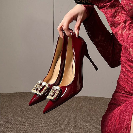 Damen eleganten High Heel Pumps mit funkelndem Schmuckdetail EB