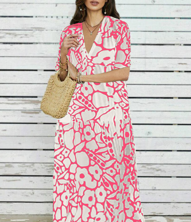 Damen Maxi-Kleid mit floralem Design und weitem Schnitt EB