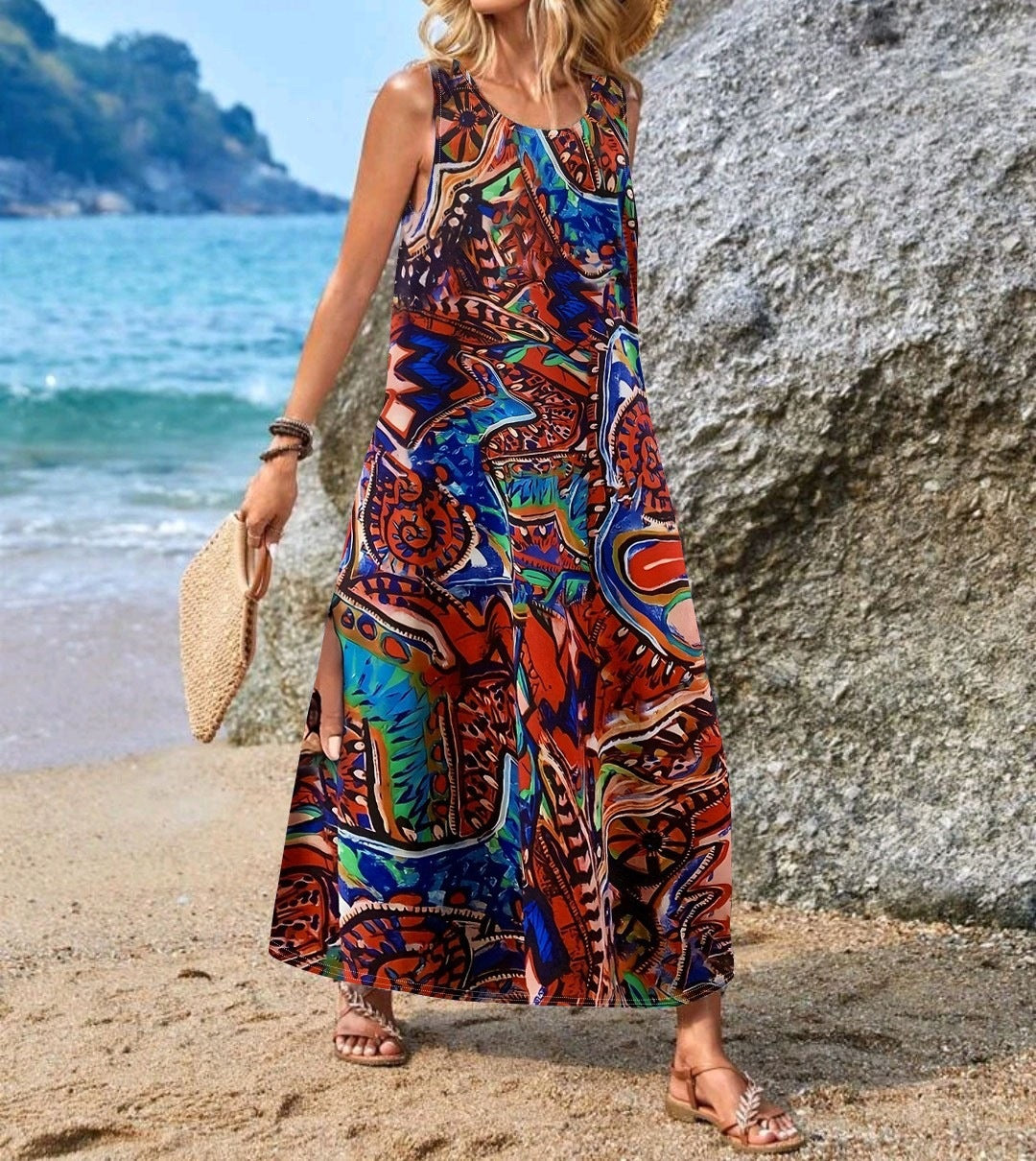 Damen Maxikleid mit einzigartigen Schmetterlingsdruck EB