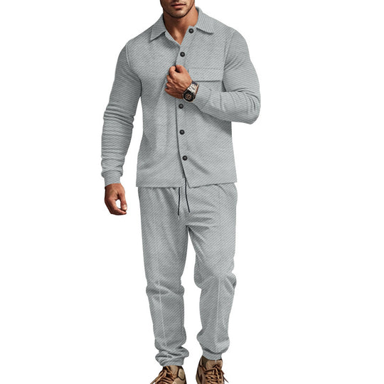 Herren lässige Schlafanzug-Kombination mit eleganten Knopfdetails EB