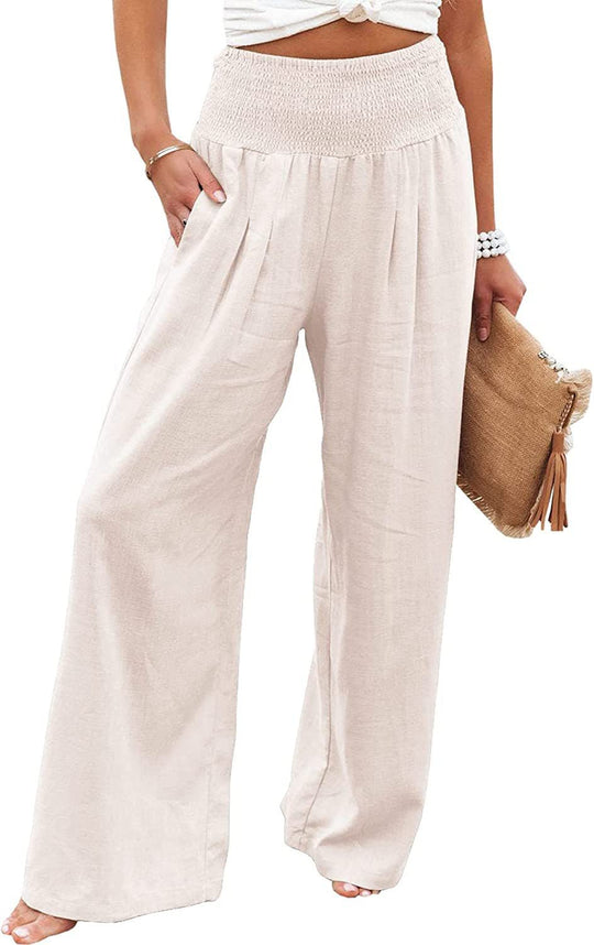 Damen Weite Sommerhose mit elastischem Bund und lockerer Passform EB