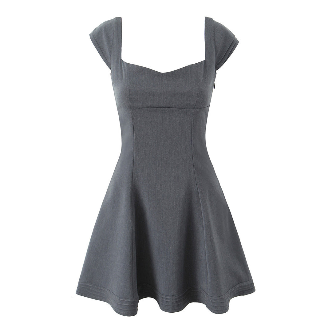 Damen A-Linien Kleid mit schickem Herz-Ausschnitt und eleganten Puffärmeln EB