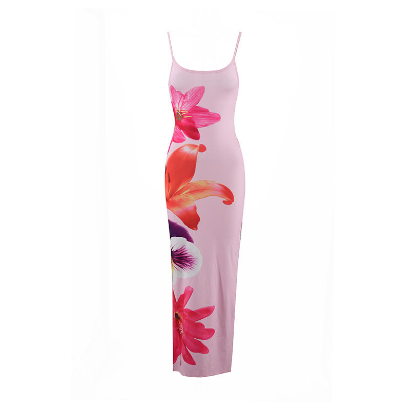 Damen Maxikleid mit traumhaftem Blumendruck und zarten Spaghettiträgern EB