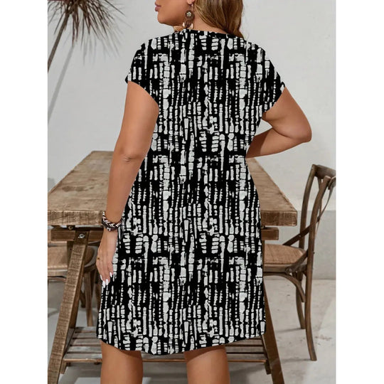 Damen lässiges Freizeitkleid mit modernem Mustermix EB
