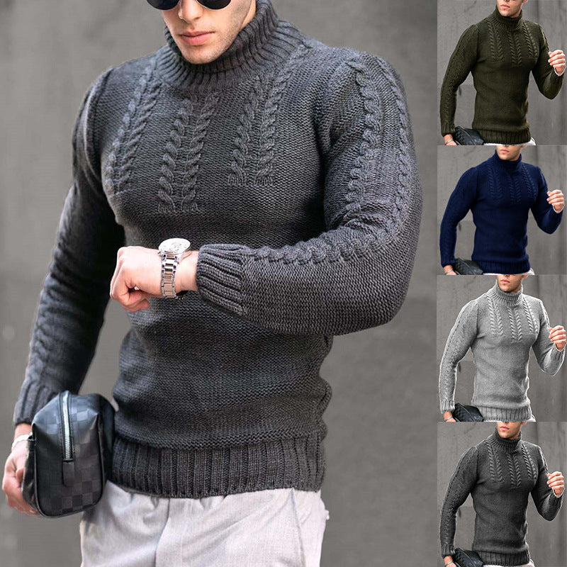 Herren Strickpullover mit hochstehendem Kragen EB