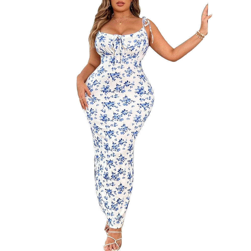 Damen Maxikleid mit floralem Print und tailliertem Schnitt EB