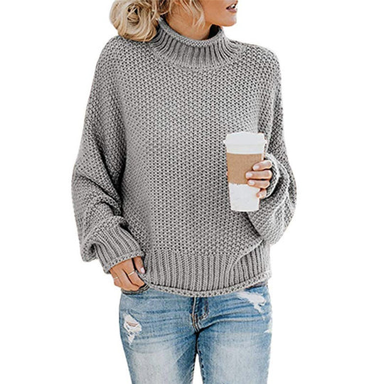 Damen nan grobstrick Rollkragenpullover mit Oversize-Schnitt und Blockstreifen-Optik EB