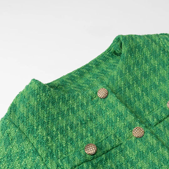 Damen modische kurz geschnittene Blazerjacke mit eleganten Knopfdetails EB