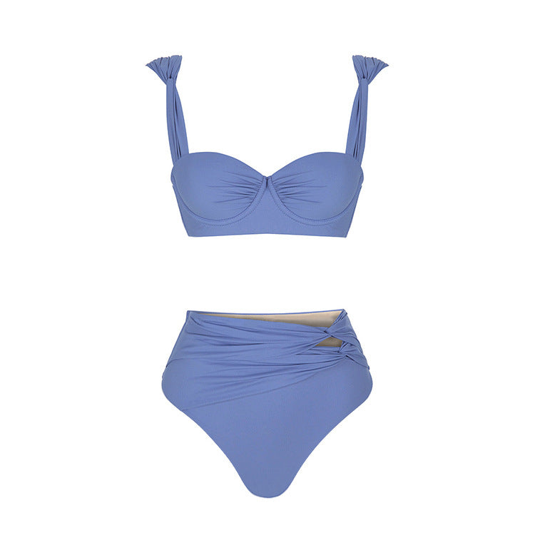 Damen Badeanzug mit raffinierten Drapierungen und eleganten Goldakzenten EB