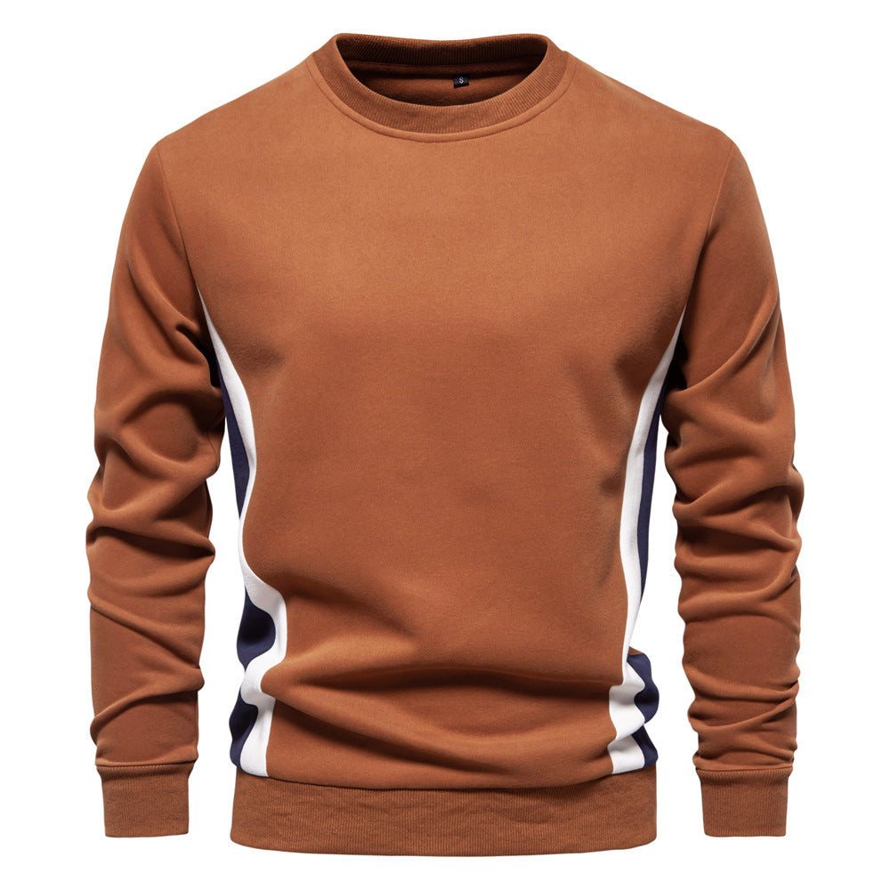 Herren nan Rundhals-Sweatshirt aus Baumwollmix mit seitlicher Kontrastpaspel und schmaler Silhouette EB