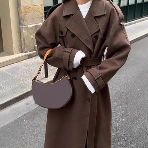 Damen Oversize Wintermantel mit elegantem Revers und praktischen Taschen EB