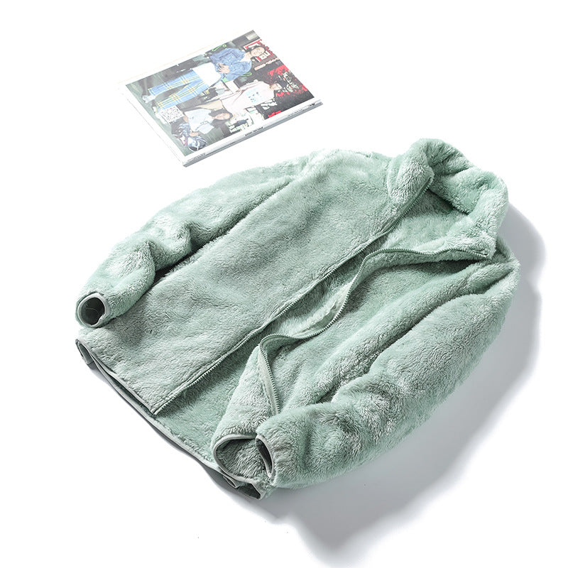 Damen Kuschelige Teddy-Fleecejacke mit Stehkragen und verdecktem Reißverschluss EB