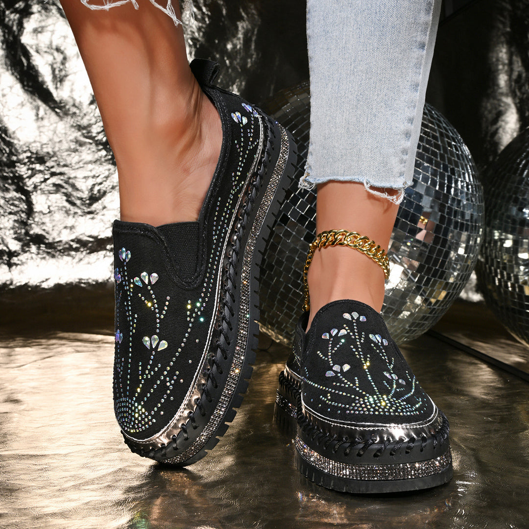 Damen Slip-On Sneakers mit funkelnden Applikationen und rutschfester Sohle EB