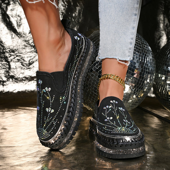 Damen Slip-On Sneakers mit funkelnden Applikationen und rutschfester Sohle EB