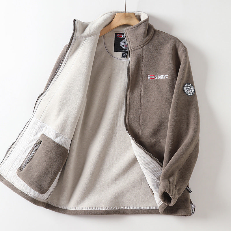 Herren Fleecejacke mit Stehkragen, durchgehendem Reißverschluss und elastischen Bündchen EB