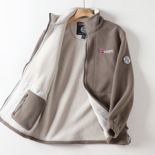 Herren Fleecejacke mit Stehkragen, durchgehendem Reißverschluss und elastischen Bündchen EB