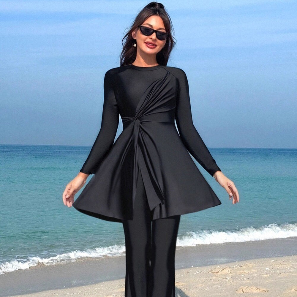 Damen Eleganter asymmetrischer Badeanzug mit Drapierung EB