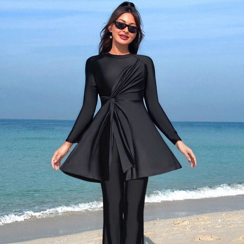 Damen Eleganter asymmetrischer Badeanzug mit Drapierung EB