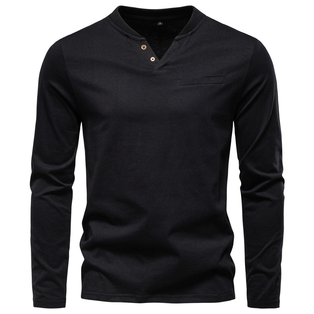 Herren Langarmshirt mit Henley-Kragen und praktischem Knopfdetail EB
