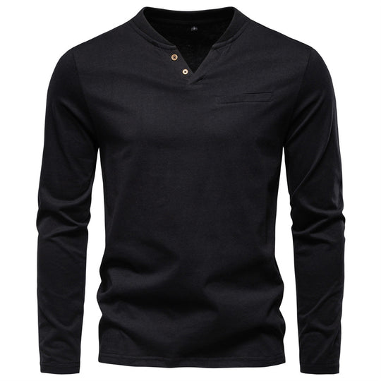 Herren Langarmshirt mit Henley-Kragen und praktischem Knopfdetail EB