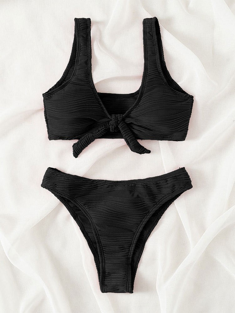 Damen Sportliches Bikini-Set mit knotendem Oberteil EB