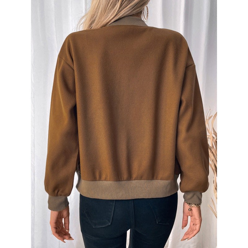 Damen modische Overshirt-Jacke mit Druckknopfverschluss und seitlichen Taschen EB