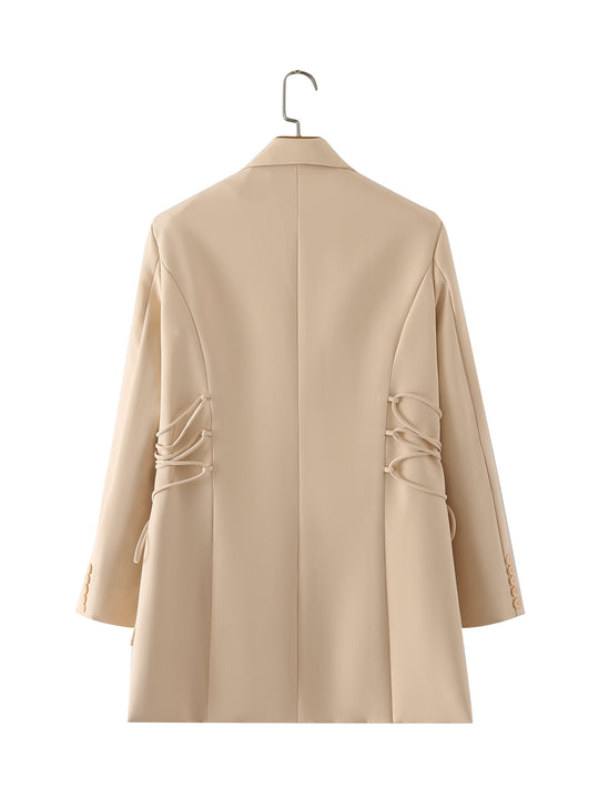 Damen modischer Blazer mit raffinierten Schnüroptiken und praktischen Taschen EB