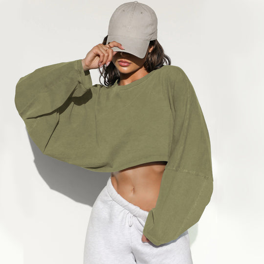Damen lässiger Crop-Pullover EB