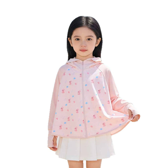 Unisex nan UV-Schutz Kapuzen-Cape für Kinder mit asymmetrischem A-Linien-Schnitt und Hasenprint  EB