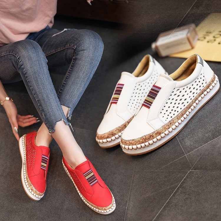 Damen Slip-On Sneakers mit atmungsaktivem Obermaterial und Jute-Detail EB