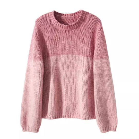 Damen Grobstrickpullover mit sanften Farbverlauf und hohem Kragen EB