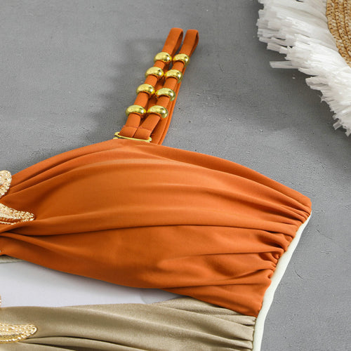Damen Einteiler Badeanzug mit elegantem Cut-Out und modischen Trägerschlaufen EB