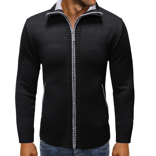 Herren Strickjacke mit Stehkragen und praktischen Taschen EB