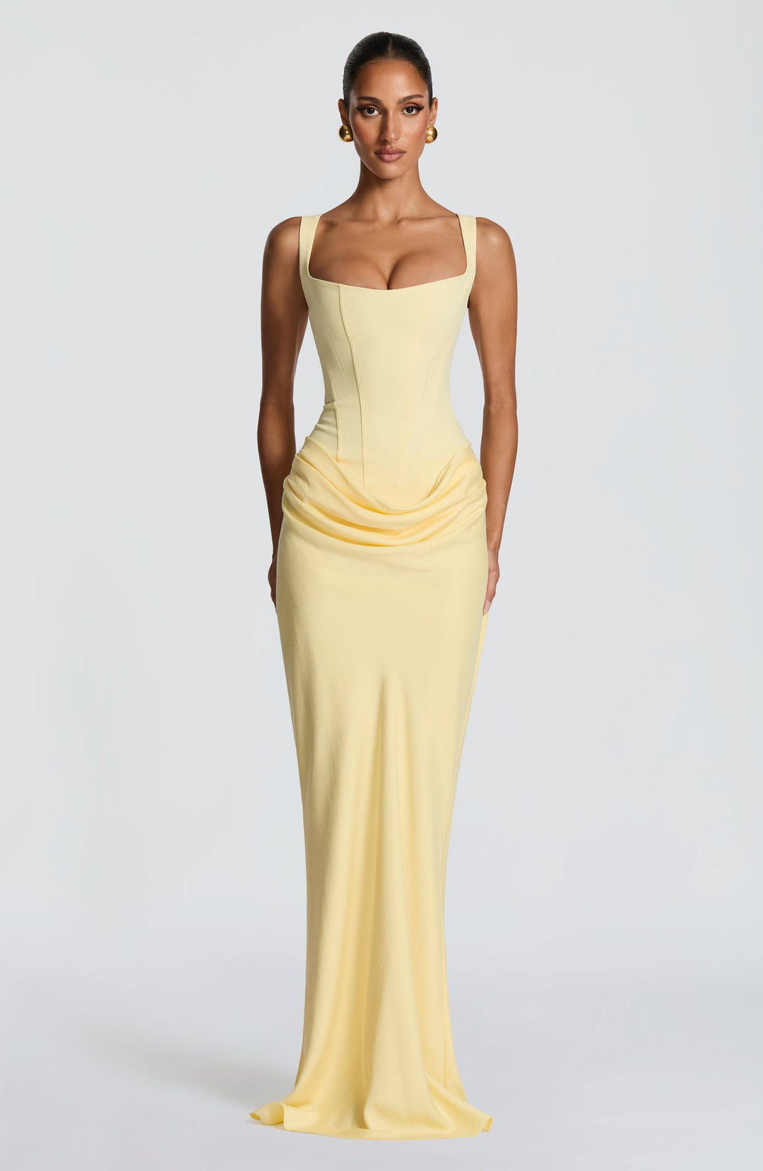 Damen Elegantes langes Etuikleid mit taillierter Silhouette und raffinierter Drapierung EB