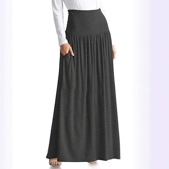 Damen Maxi-Rock mit elastischem Bund und Taschen EB