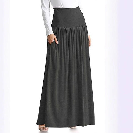 Damen Maxi-Rock mit elastischem Bund und Taschen EB