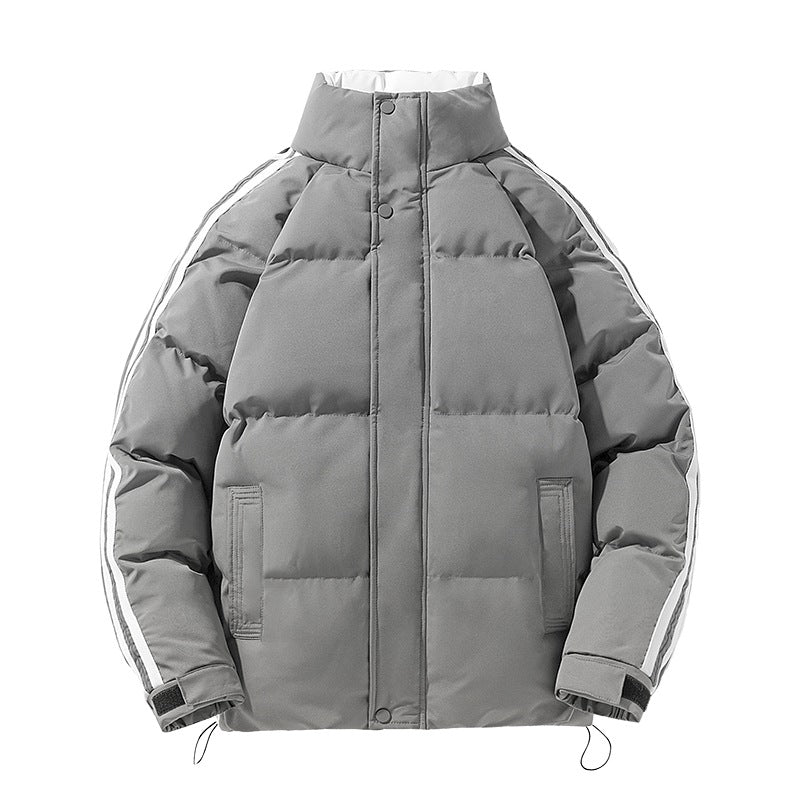 Herren sportlicher Stepp-Winterblouson mit hohem Stehkragen, Ärmelstreifen und verstellbarem Saum EB