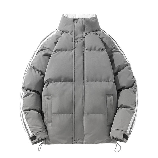Herren sportlicher Stepp-Winterblouson mit hohem Stehkragen, Ärmelstreifen und verstellbarem Saum EB