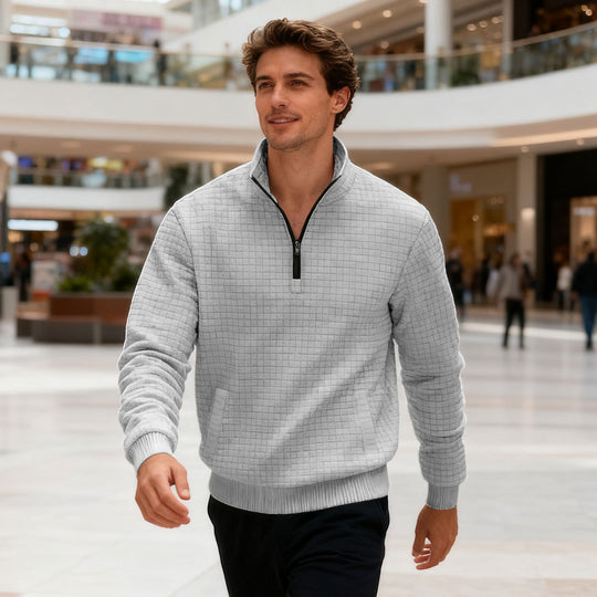 Herren sportlicher Pullover mit halbhoch geschlossenem Kragen EB