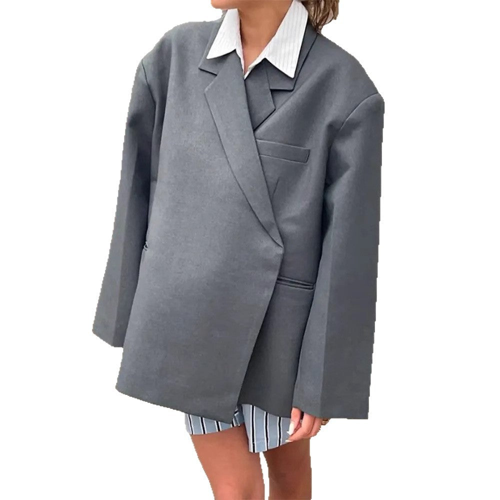 Damen Oversized Blazer mit eleganter Tasche und schickem Revers EB