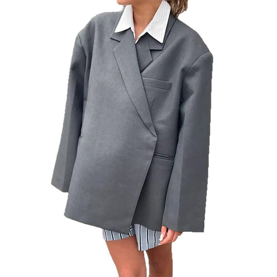Damen Oversized Blazer mit eleganter Tasche und schickem Revers EB