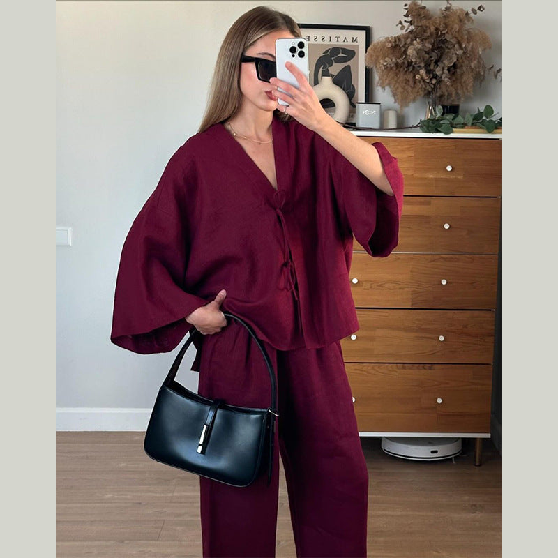 Damen Elegante und luftige Leinenjacke mit seitlichen Schlitzen EB