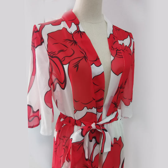 Damen eleganter Kimono mit floralem Design EB