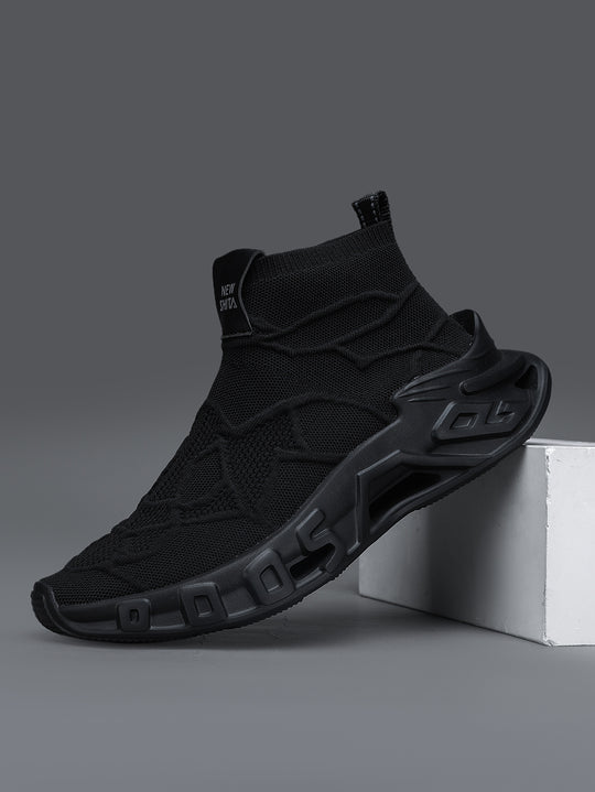 Damen Komfortable Strick-Sneaker mit hohem Schaft und flexiblem Design EB