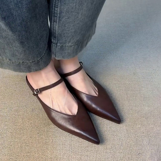 Damen Slingback Ballerinas mit eleganter Spitze und verstellbarem Riemen EB